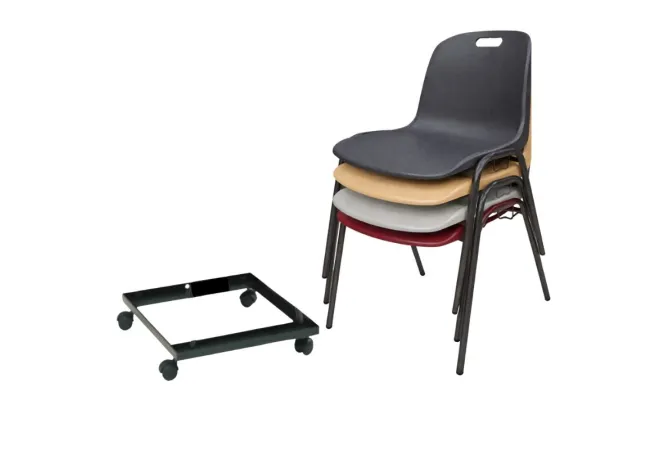 Lot de 60&nbsp;chaises empilables et chariot de transport