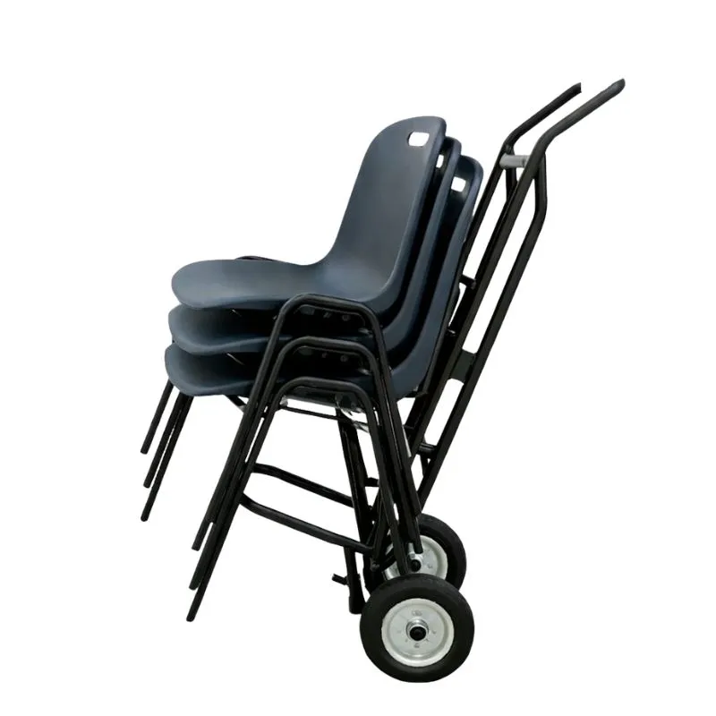 Chaise à coque sur diable de transport