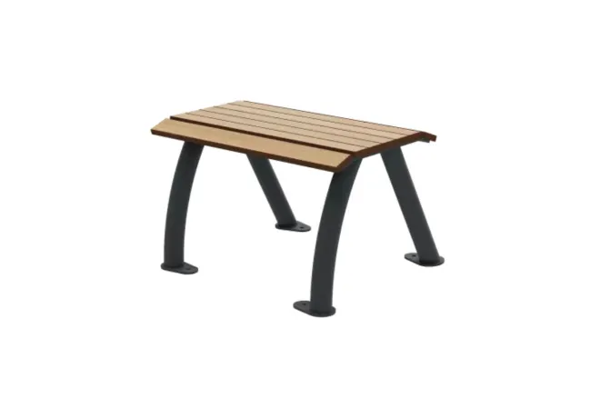 Banc public individuel sans dossier en HPL effet lames coloris chêne clair