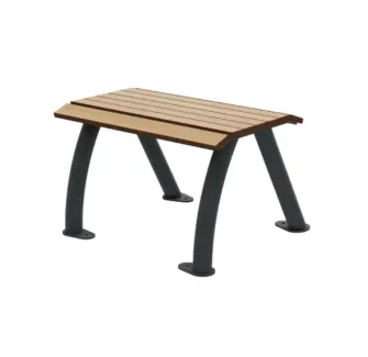 Banc public individuel sans dossier en HPL effet lames coloris chêne clair