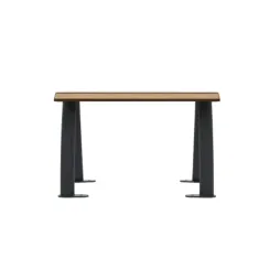 Banquette extérieure 1 place, structure acier gris assise HPL effet lames