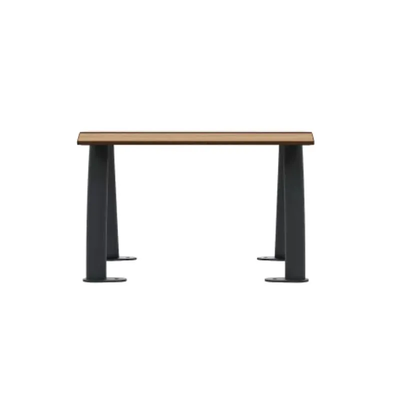 Banquette extérieure 1 place, structure acier gris assise HPL effet lames