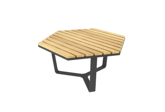 Table extérieure basse en bois et métal