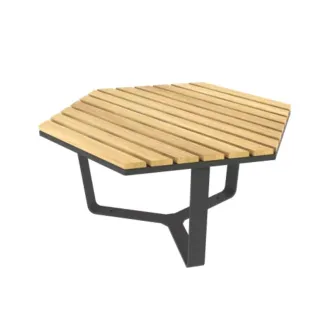 Table extérieure basse en bois et métal