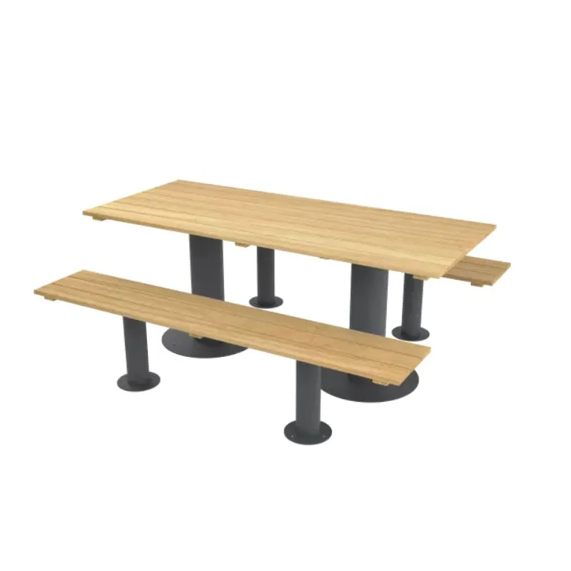 Table en bois FSC avec 2 bancs extérieurs