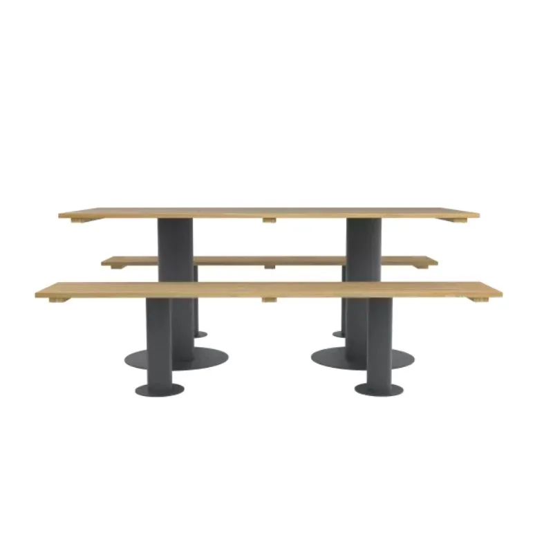 Table de jardin et 2 bancs en bois