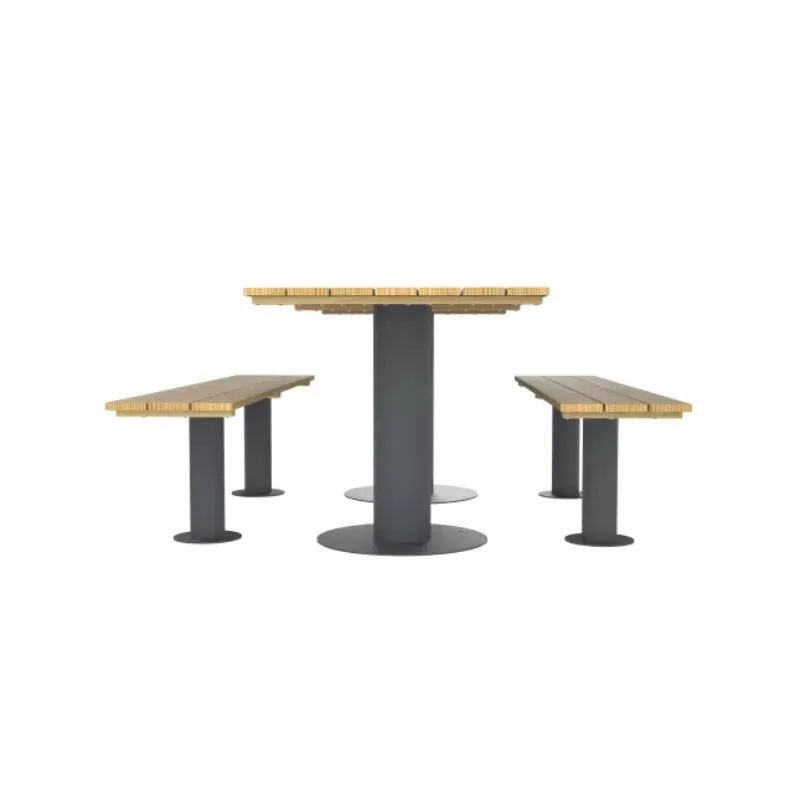 Bancs et table de jardin en bois pour extérieur