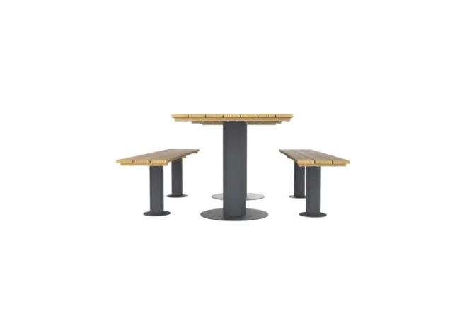 Bancs et table de jardin en bois pour extérieur