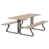 Table pique-nique en acier et HPL chêne clair