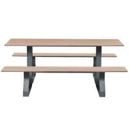 Table pique-nique collectivité en HPL coloris chêne clair