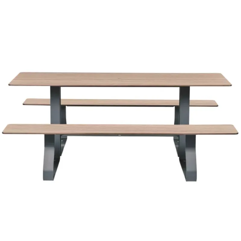 Table pique-nique collectivité en HPL coloris chêne clair
