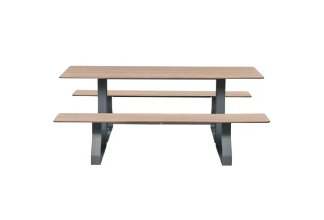 Table pique-nique collectivité en HPL coloris chêne clair
