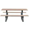 Table pique-nique collectivité en HPL coloris chêne clair
