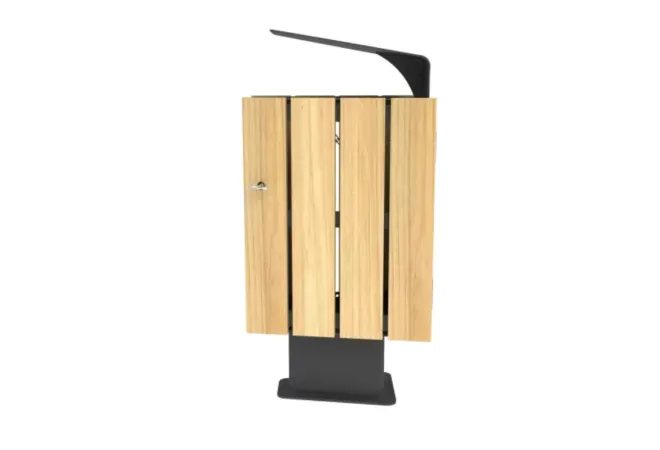 Poubelle de ville en bois avec toit