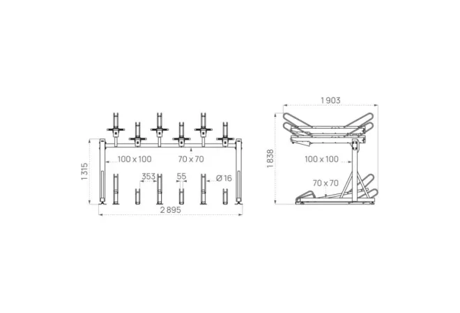 Dimensions du rack vélos à étages