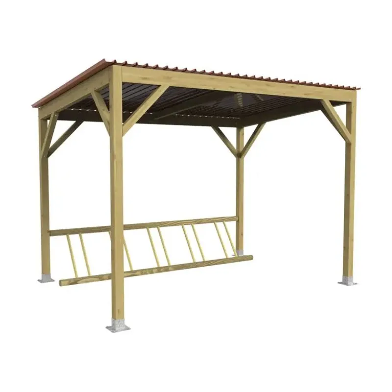 Abri à vélos en bois avec rack