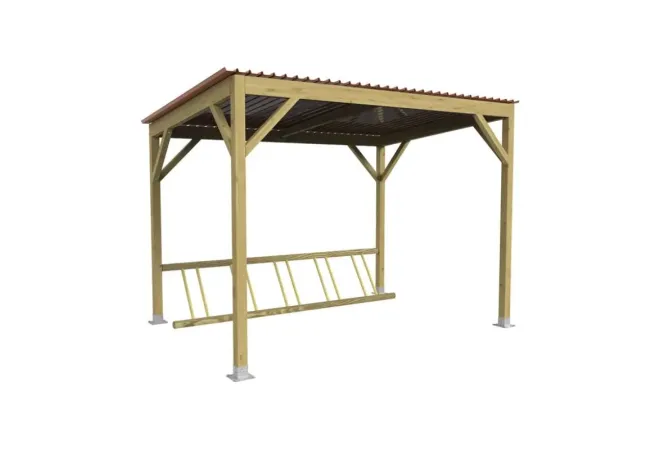 Abri à vélos en bois avec rack