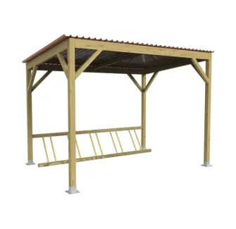Abri à vélos en bois avec rack