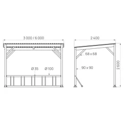 Dimensions de l'abri cycles en bois