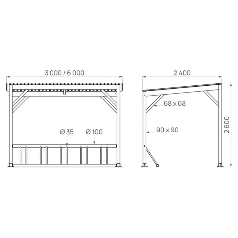 Dimensions de l'abri cycles en bois