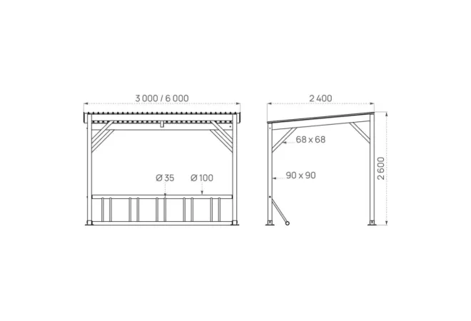 Dimensions de l'abri cycles en bois
