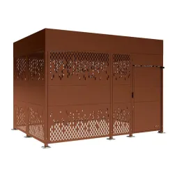Abri vélos sécurisé bardages en acier Corten, 4 m