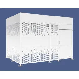 Box vélos collectivité en métal peint en blanc, longueur 4 m