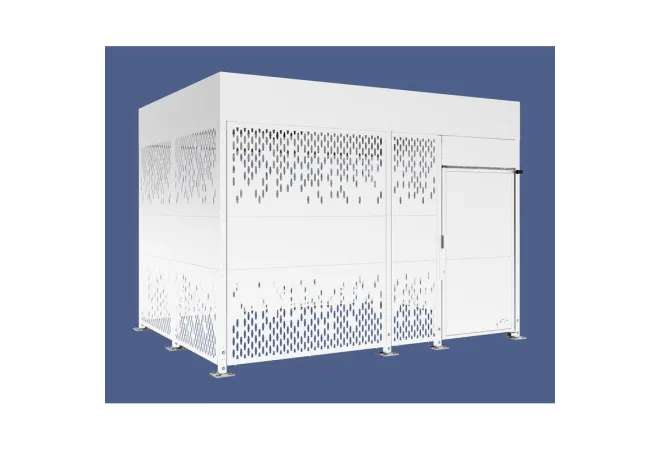 Box vélos collectivité en métal peint en blanc, longueur 4 m