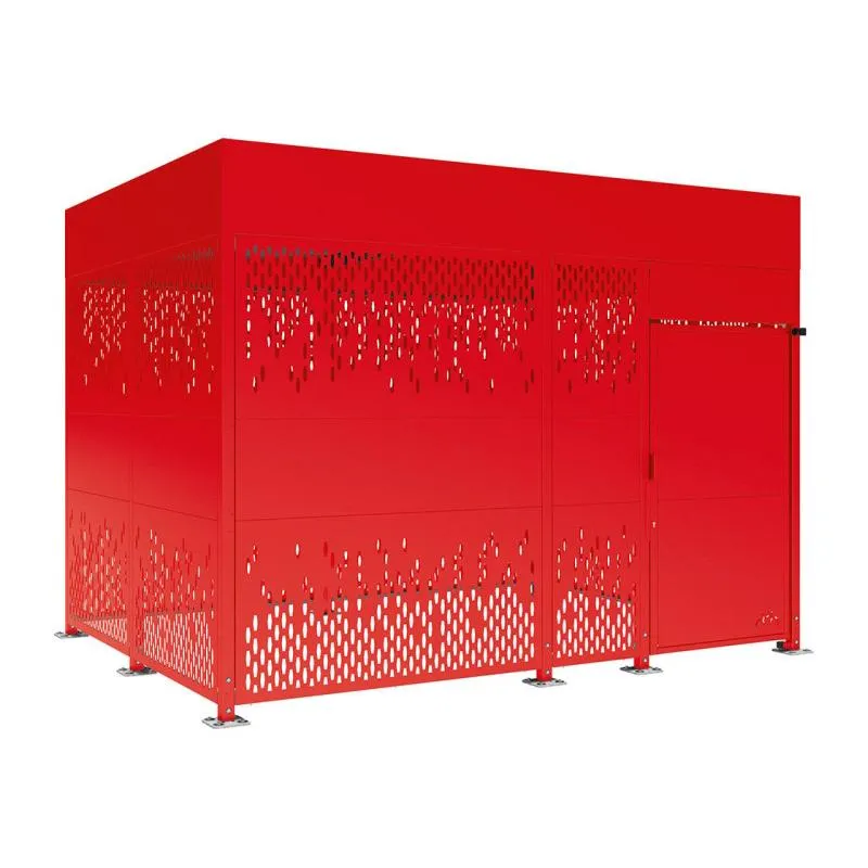 Box vélos extérieur de 4 mètres acier finition rouge