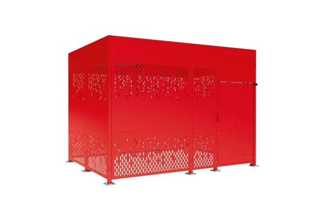 Box vélos extérieur de 4 mètres acier finition rouge
