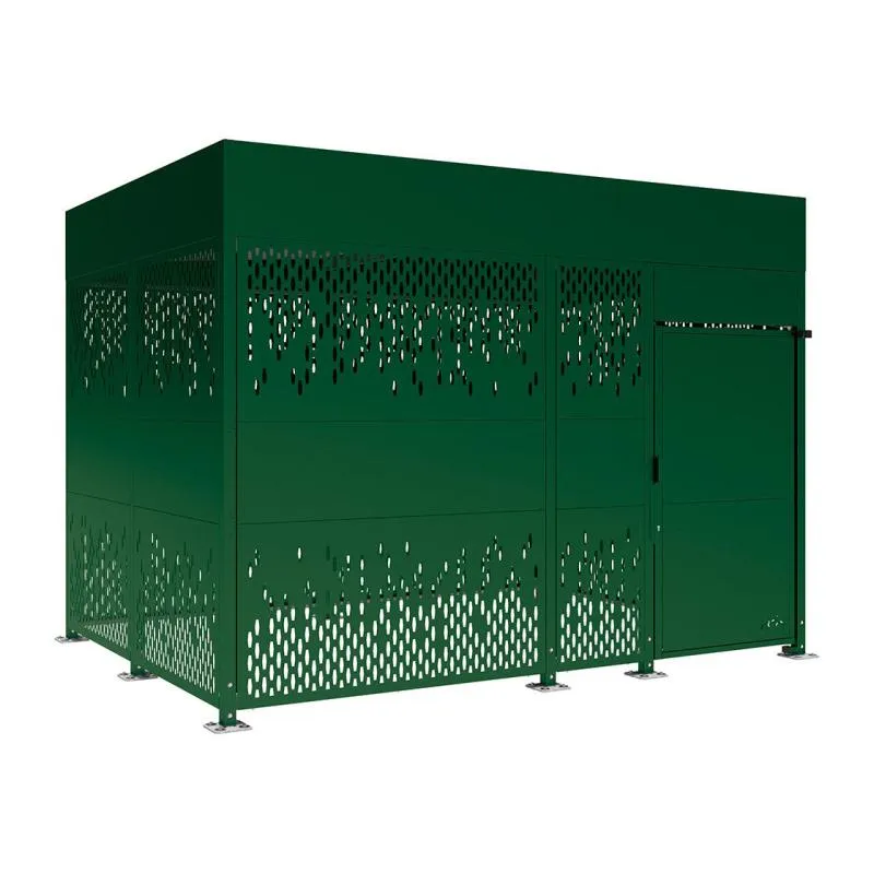 Consigne vélo métallique, finition verte, longueur 4 mètres