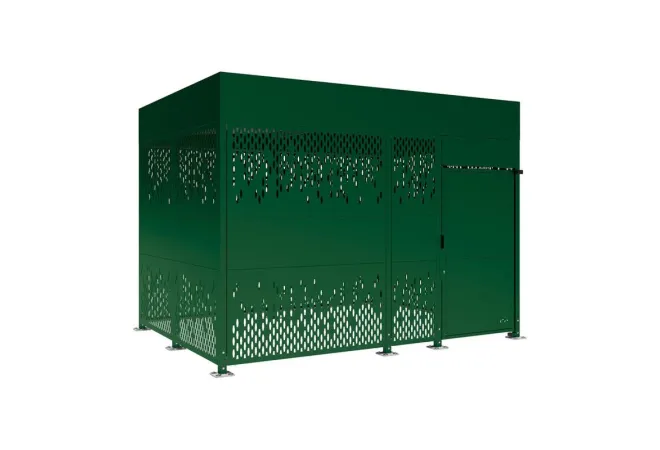 Consigne vélo métallique, finition verte, longueur 4 mètres