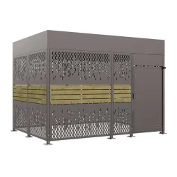 Abri cycles en bois et acier finition gris Procity, 4 mètres