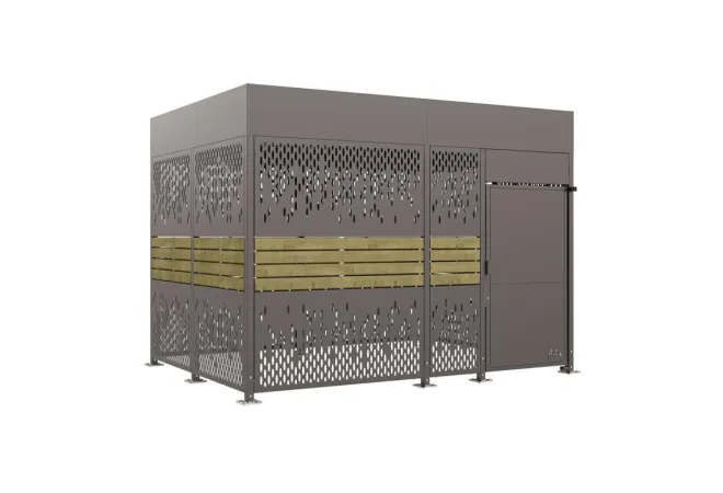 Abri cycles en bois et acier finition gris Procity, 4 mètres