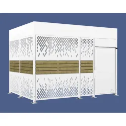 Abri 2 roues de 4 mètres en bois et acier blanc