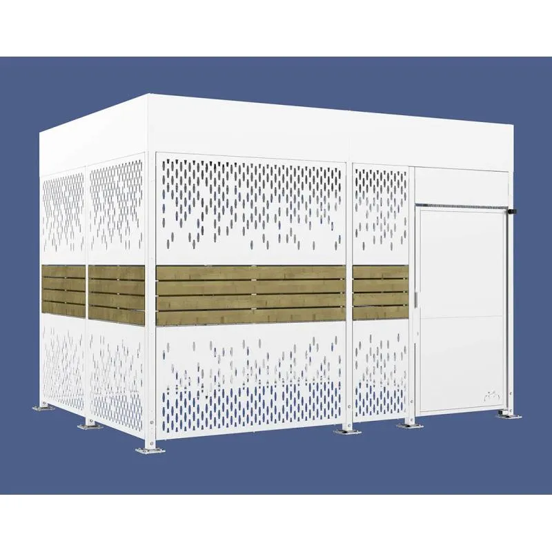 Abri 2 roues de 4 mètres en bois et acier blanc