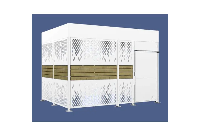 Abri 2 roues de 4 mètres en bois et acier blanc