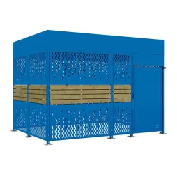 Abri cycle sécurisé de 4m, finition acier bleu