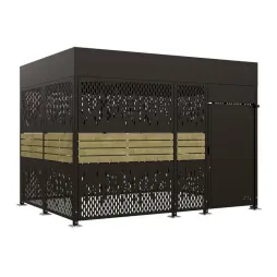 Box à vélo de 4 mètres en acier noir et bois