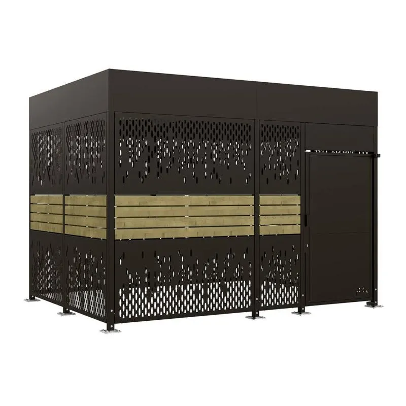 Box à vélo de 4 mètres en acier noir et bois