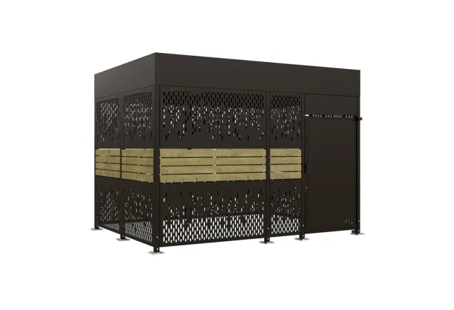 Box à vélo de 4 mètres en acier noir et bois