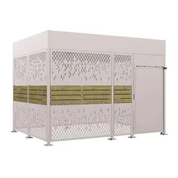 Abri vélo fermé bardage bois et acier gris clair, 4 mètres