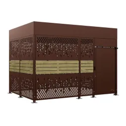 Abri vélo collectivité de 4000 mm, acier marron et bois