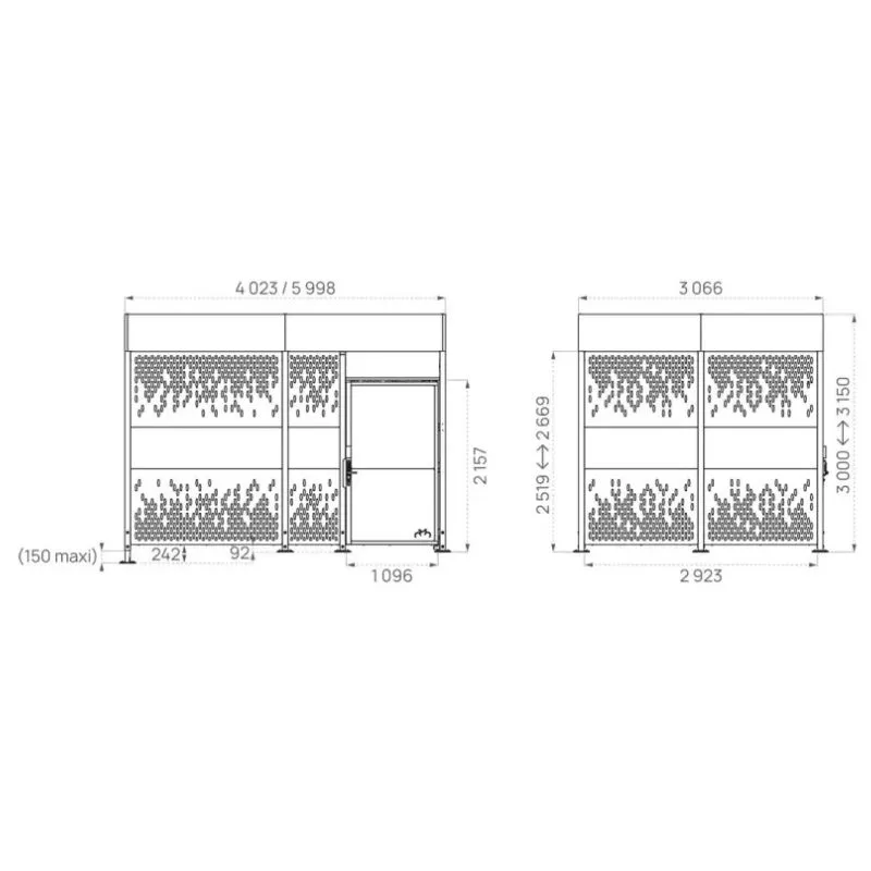 Dimensions de l'abri 2 roues sécurisé