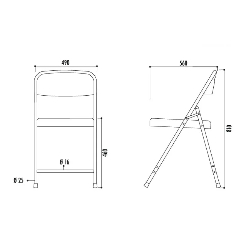 Schéma de la chaise pliante en polypropylène