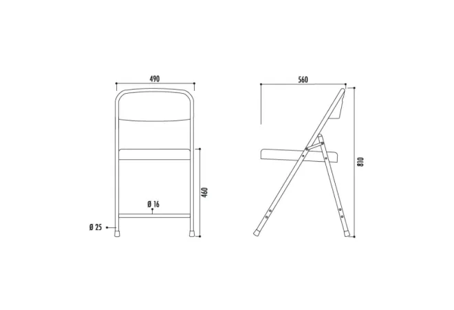 Schéma de la chaise pliante en polypropylène