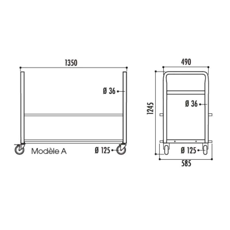 Schéma du chariot pour chaise