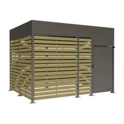 Abri cycles en acier gris Procity et bardage en bois, de 4 m