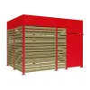 Abri pour 2 roues de 4 m en acier rouge et bois
