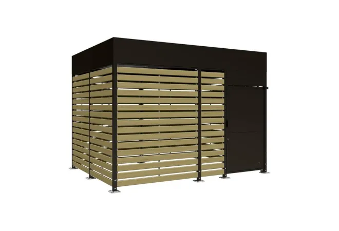 Box à vélo de 4 m de long en acier noir et bois